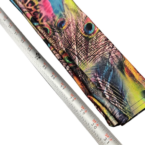 EUC Emily Hsu Designs S Peacock Leopard Print Long Legging Small Yoga High Waist - Picture 5 of 6
